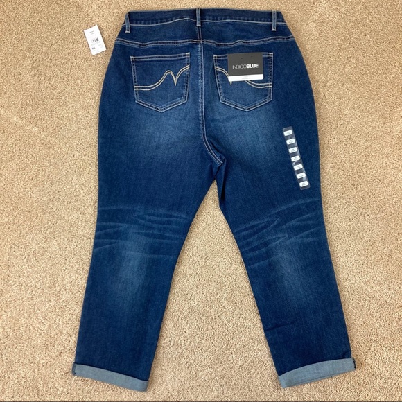 Indigo Blue Side Panel Crop Maternity Jeans NWT Z - Picture 2 of 16